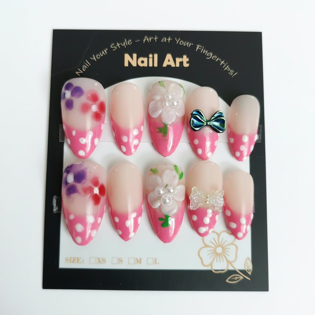 Pink Party Gel Press-On Nails | Hand Painted & Reusable