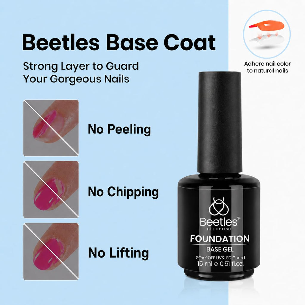 Beetles Builder Gel for Nails with Gel Base and Top Coat Set 3Pcs