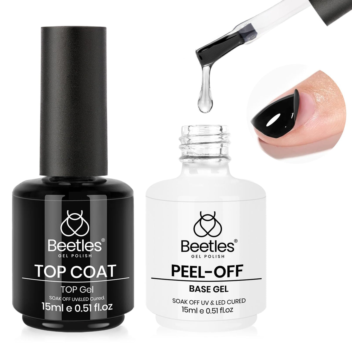 Beetles Builder Gel for Nails with Gel Base and Top Coat Set 3Pcs