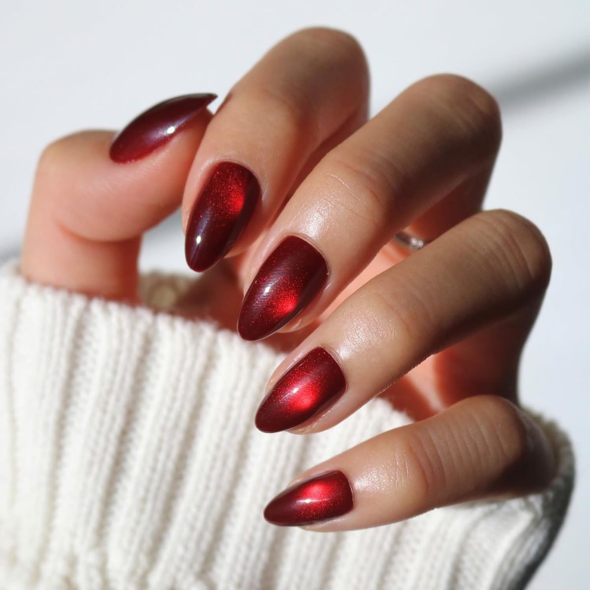 Glamnetic Halloween Press On Nails, Short Oval Cat-Eye, Bitter Orange