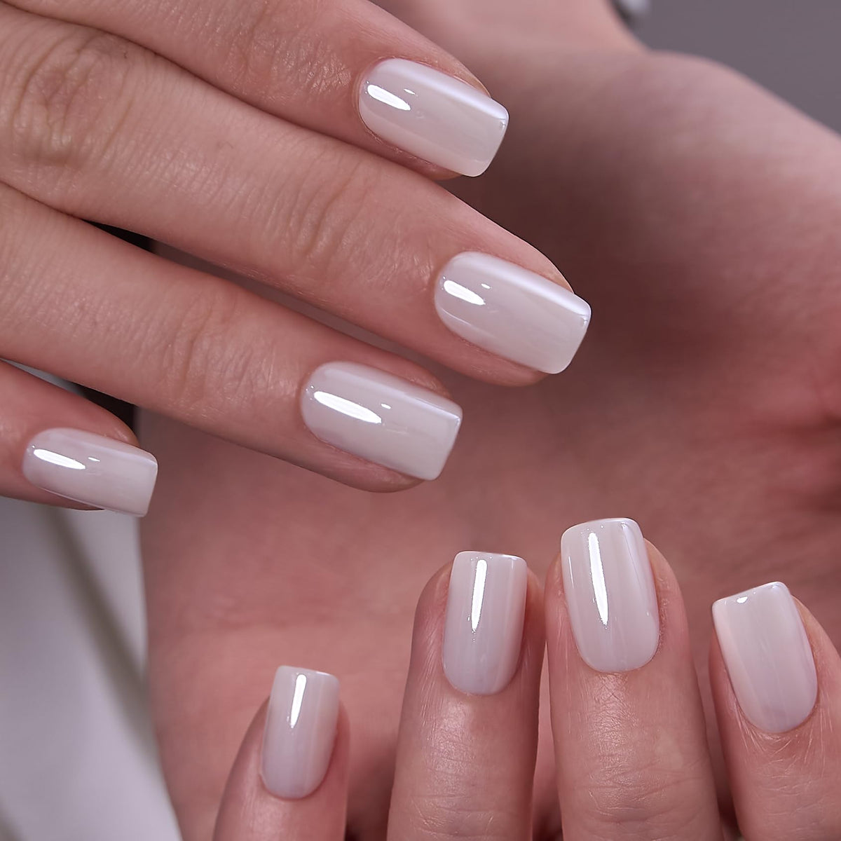 CurvLife Short Square Ombre Cat Eye Press On Nails, Obsidian Fade Black