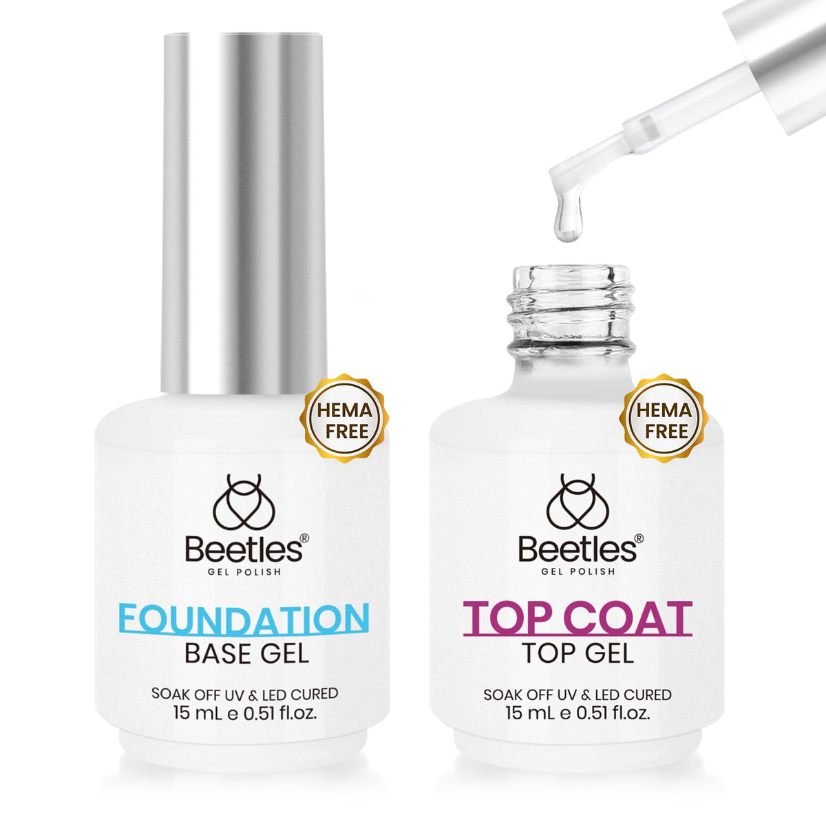 Beetles Builder Gel for Nails with Gel Base and Top Coat Set 3Pcs