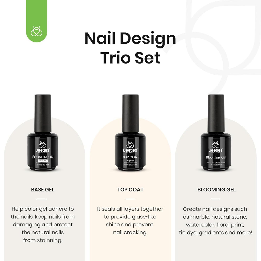 Beetles Builder Gel for Nails with Gel Base and Top Coat Set 3Pcs