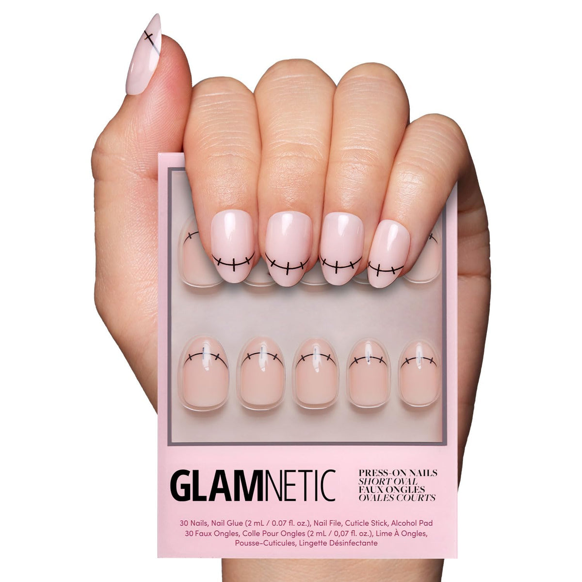 Glamnetic Halloween Press On Nails, Short Oval Cat-Eye, Bitter Orange