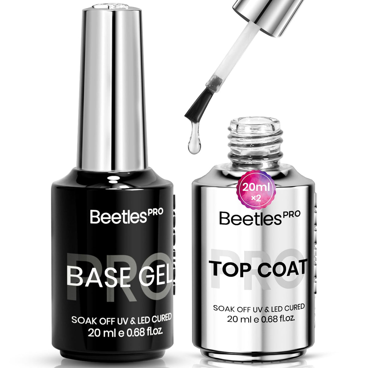 Beetles Builder Gel for Nails with Gel Base and Top Coat Set 3Pcs