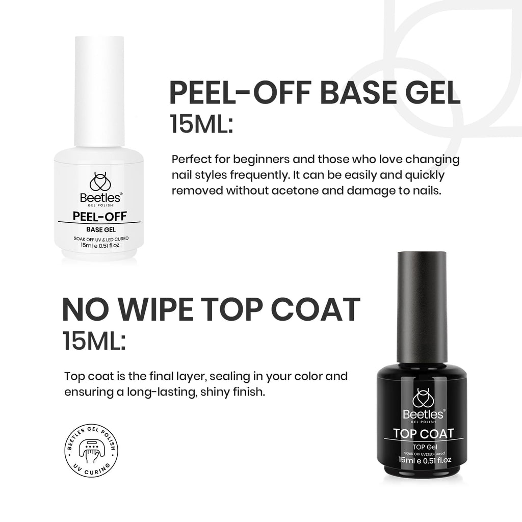 Beetles Builder Gel for Nails with Gel Base and Top Coat Set 3Pcs