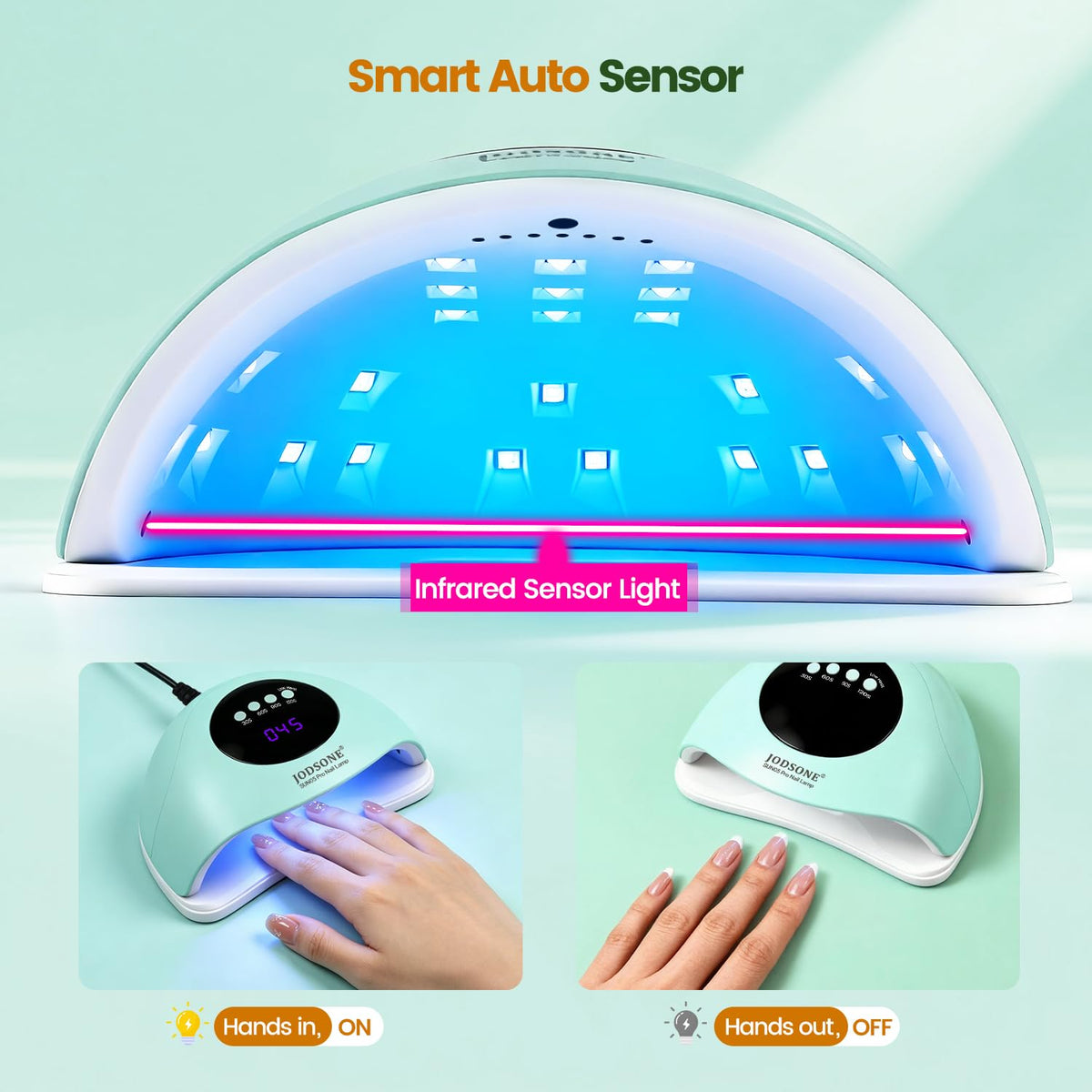 JODSONE U V LED Nail Lamp, Nail Dryer for Gel Polish, Led Light with Automatic Sensor & 4 Timers