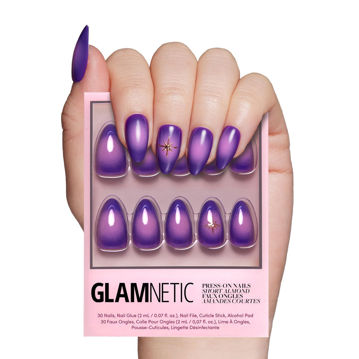 Glamnetic Halloween Press On Nails, Short Oval Cat-Eye, Bitter Orange