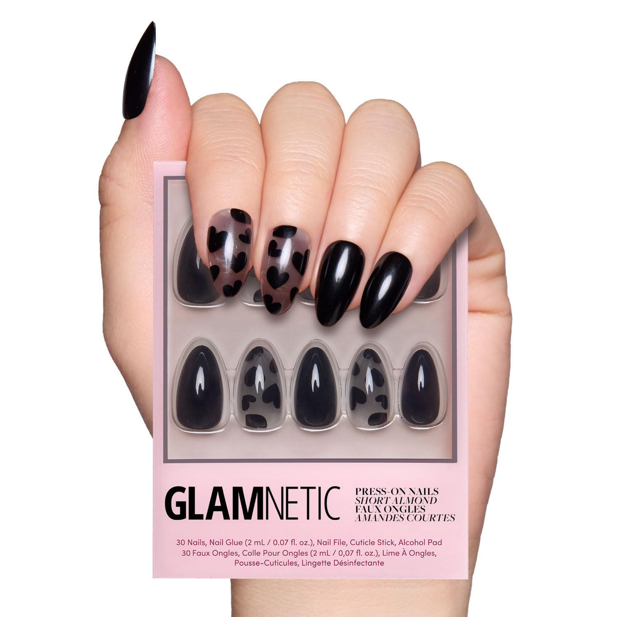 Glamnetic Halloween Press On Nails, Short Oval Cat-Eye, Bitter Orange