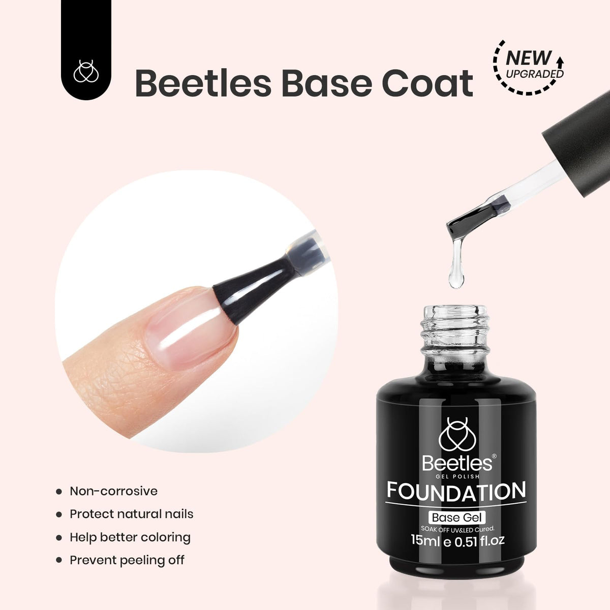 Beetles Builder Gel for Nails with Gel Base and Top Coat Set 3Pcs