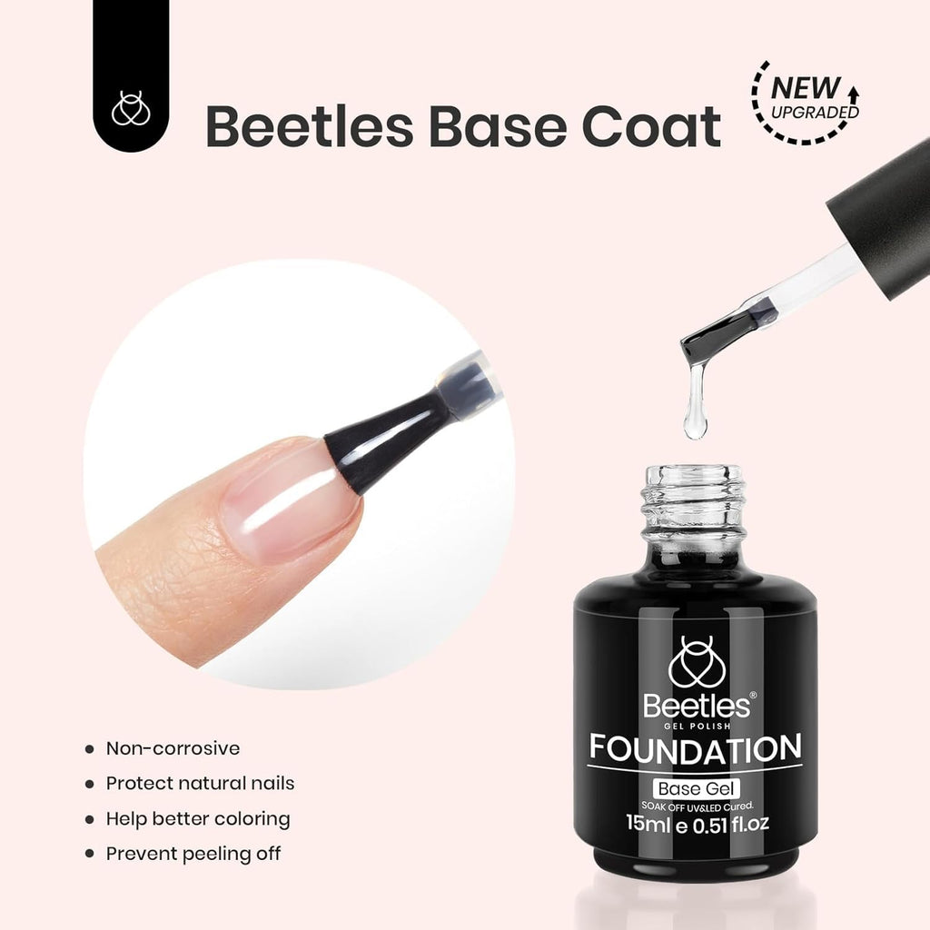 Beetles Builder Gel for Nails with Gel Base and Top Coat Set 3Pcs