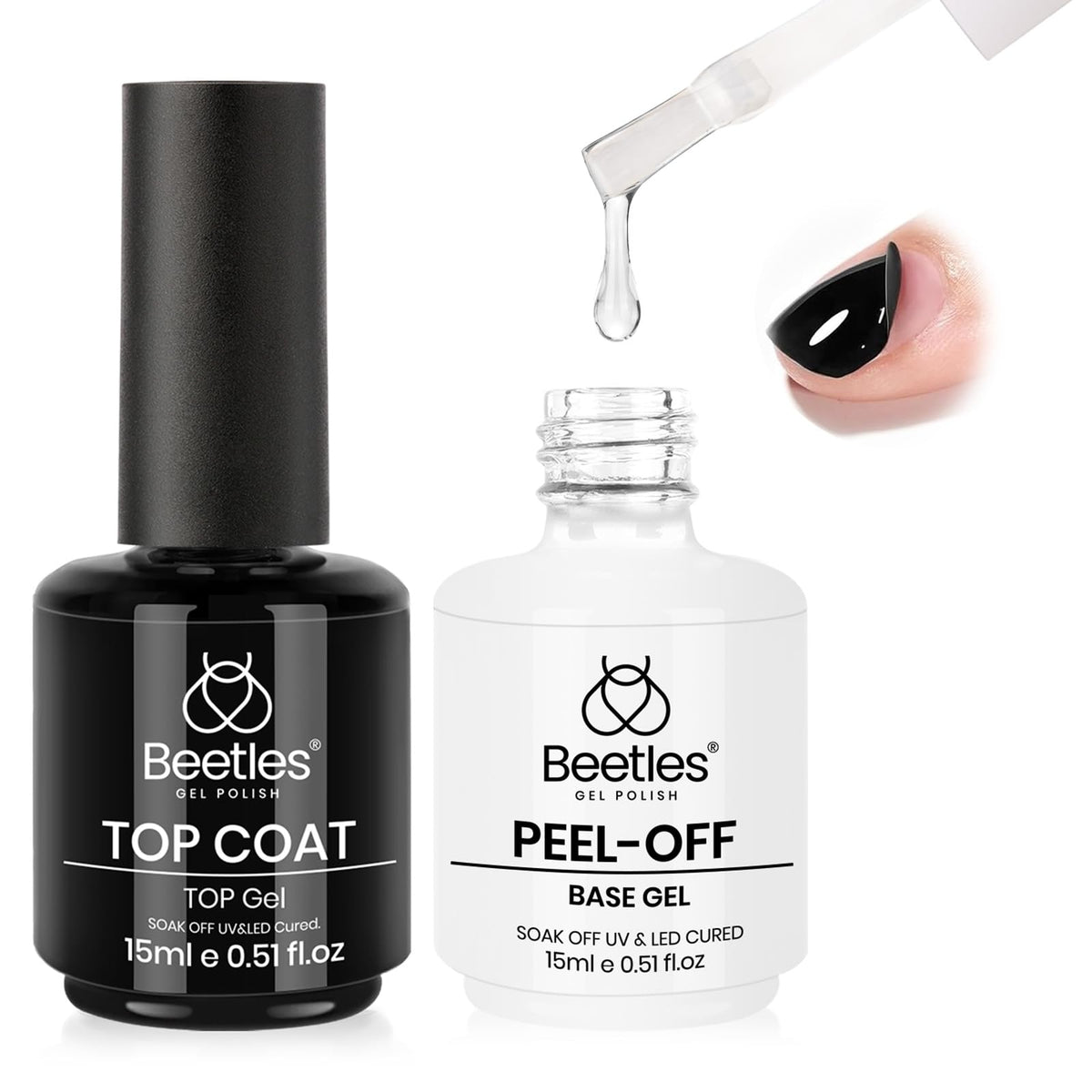 Beetles Builder Gel for Nails with Gel Base and Top Coat Set 3Pcs