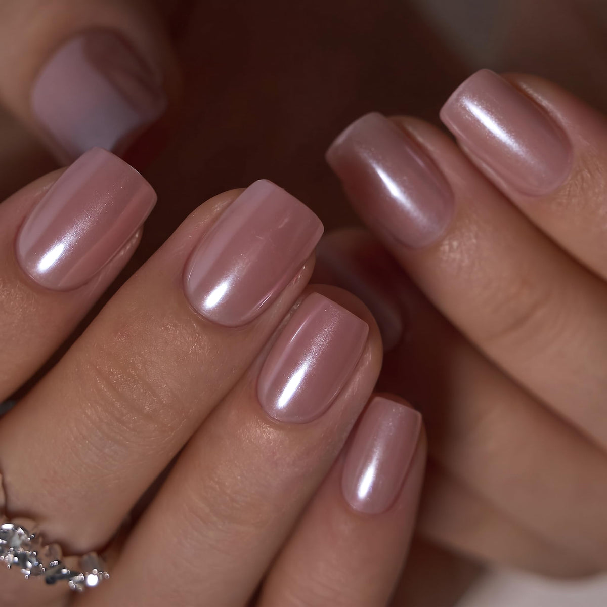 CurvLife Short Square Ombre Cat Eye Press On Nails, Obsidian Fade Black