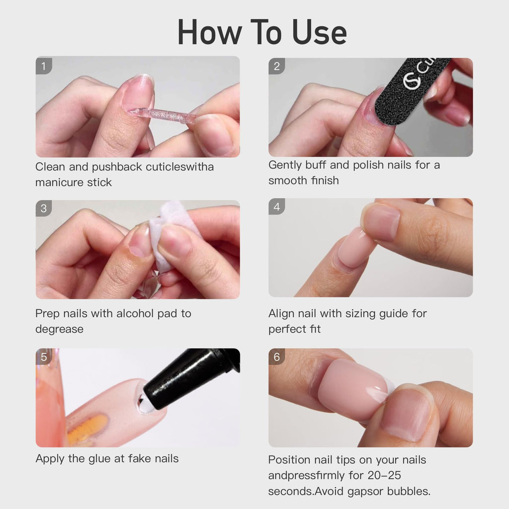 CurvLife Short Square Ombre Cat Eye Press On Nails, Obsidian Fade Black