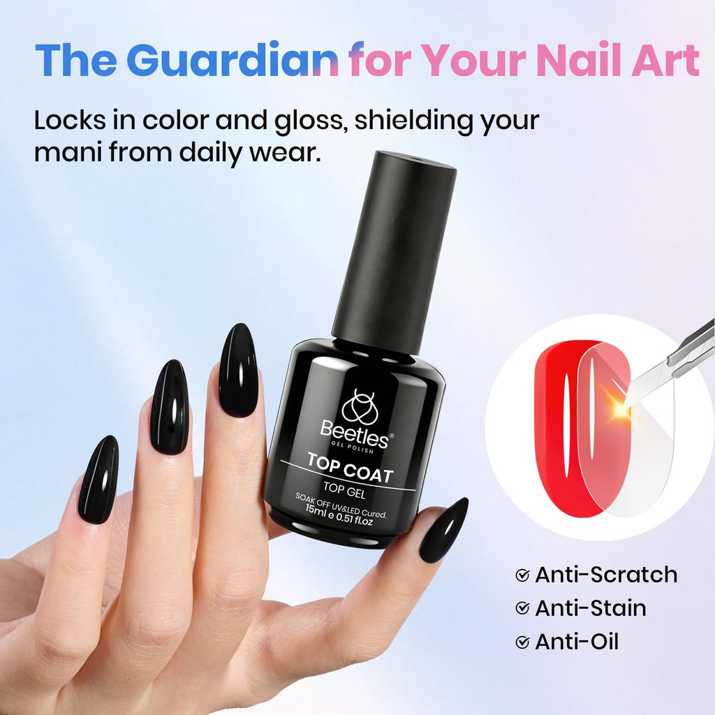 Beetles Builder Gel for Nails with Gel Base and Top Coat Set 3Pcs