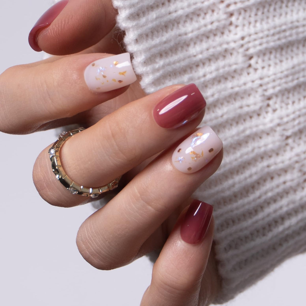 CurvLife Short Square Ombre Cat Eye Press On Nails, Obsidian Fade Black