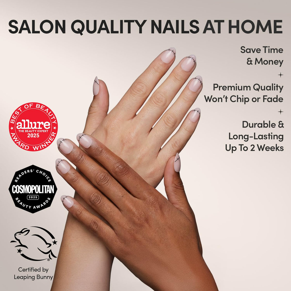 Glamnetic Halloween Press On Nails, Short Oval Cat-Eye, Bitter Orange