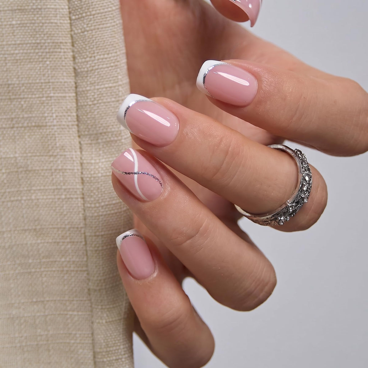 CurvLife Short Square Ombre Cat Eye Press On Nails, Obsidian Fade Black