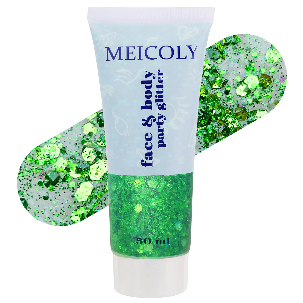 MEICOLY Chameleon Green Body Glitter,Holographic Self-Adhesive Face Glitter,Color Changing Mermaid Hair Glitter,Halloween Glitter Face Paint for Face Body Hair,St Patricks Day Accessories