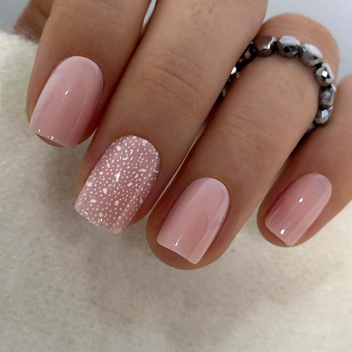 CurvLife Short Square Ombre Cat Eye Press On Nails, Obsidian Fade Black