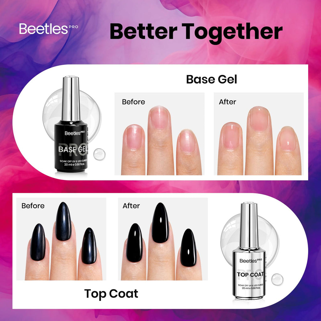 Beetles Builder Gel for Nails with Gel Base and Top Coat Set 3Pcs