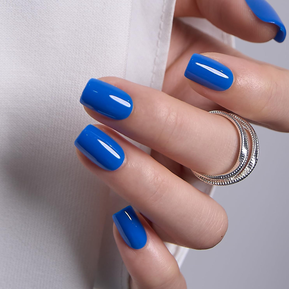 CurvLife Short Square Ombre Cat Eye Press On Nails, Obsidian Fade Black