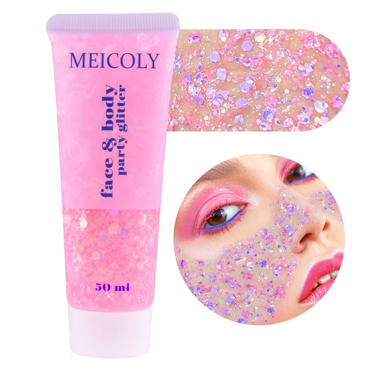 MEICOLY Chameleon Green Body Glitter,Holographic Self-Adhesive Face Glitter,Color Changing Mermaid Hair Glitter,Halloween Glitter Face Paint for Face Body Hair,St Patricks Day Accessories