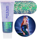 MEICOLY Chameleon Green Body Glitter,Holographic Self-Adhesive Face Glitter,Color Changing Mermaid Hair Glitter,Halloween Glitter Face Paint for Face Body Hair,St Patricks Day Accessories