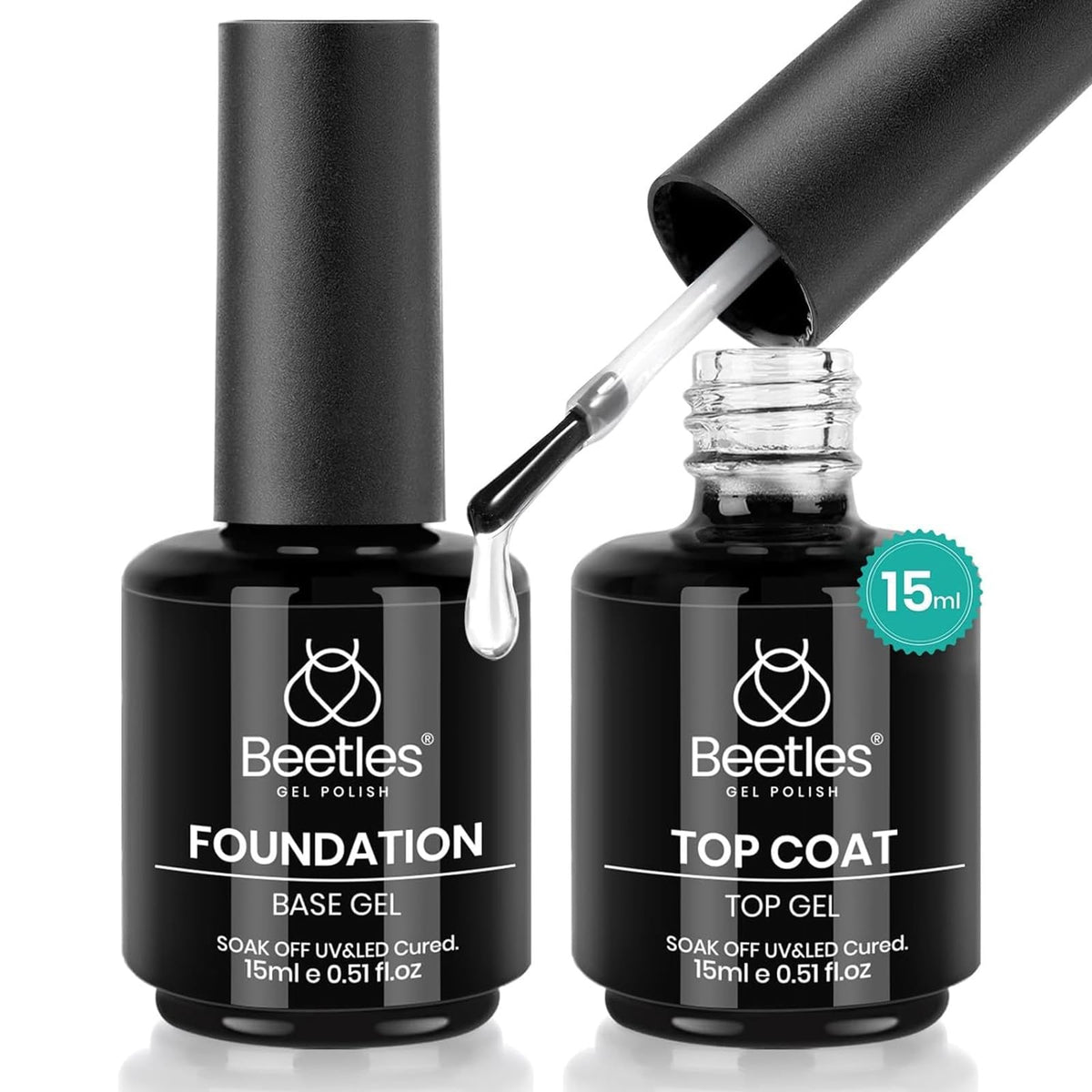 Beetles Builder Gel for Nails with Gel Base and Top Coat Set 3Pcs
