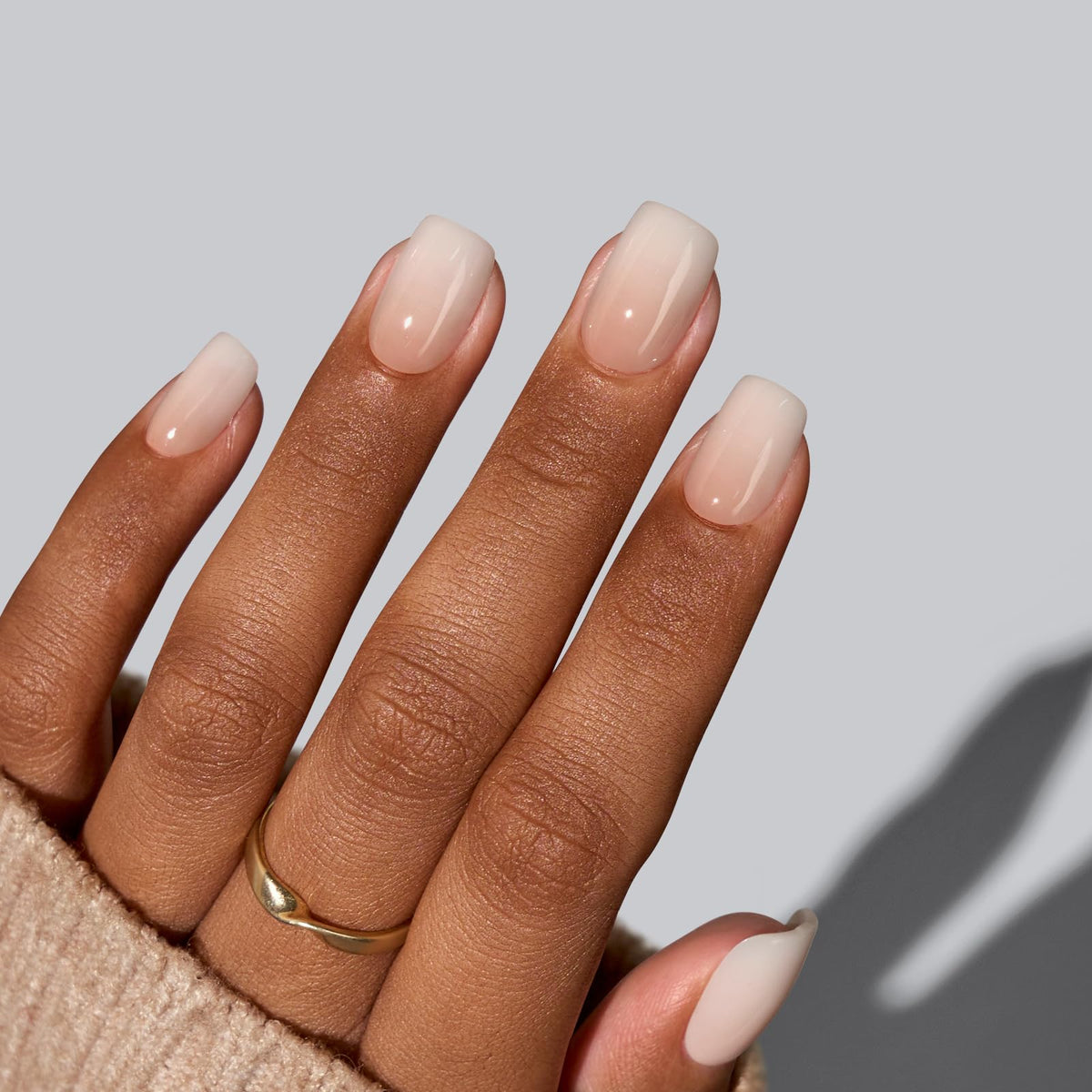 BTArtbox Press On Nails, Short Almond French Tip Nails, 32Pcs Full Kit