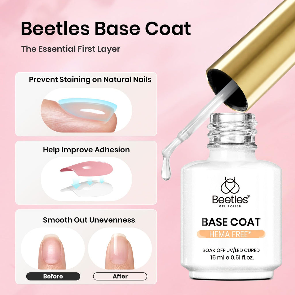Beetles Builder Gel for Nails with Gel Base and Top Coat Set 3Pcs