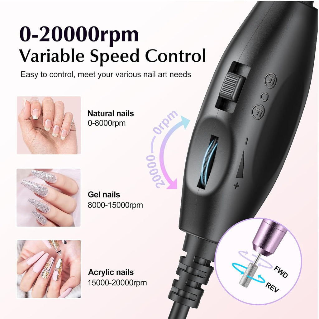 COSLUS C40 Electric Nail Drill Professional, Precise Speed Dial, Purple