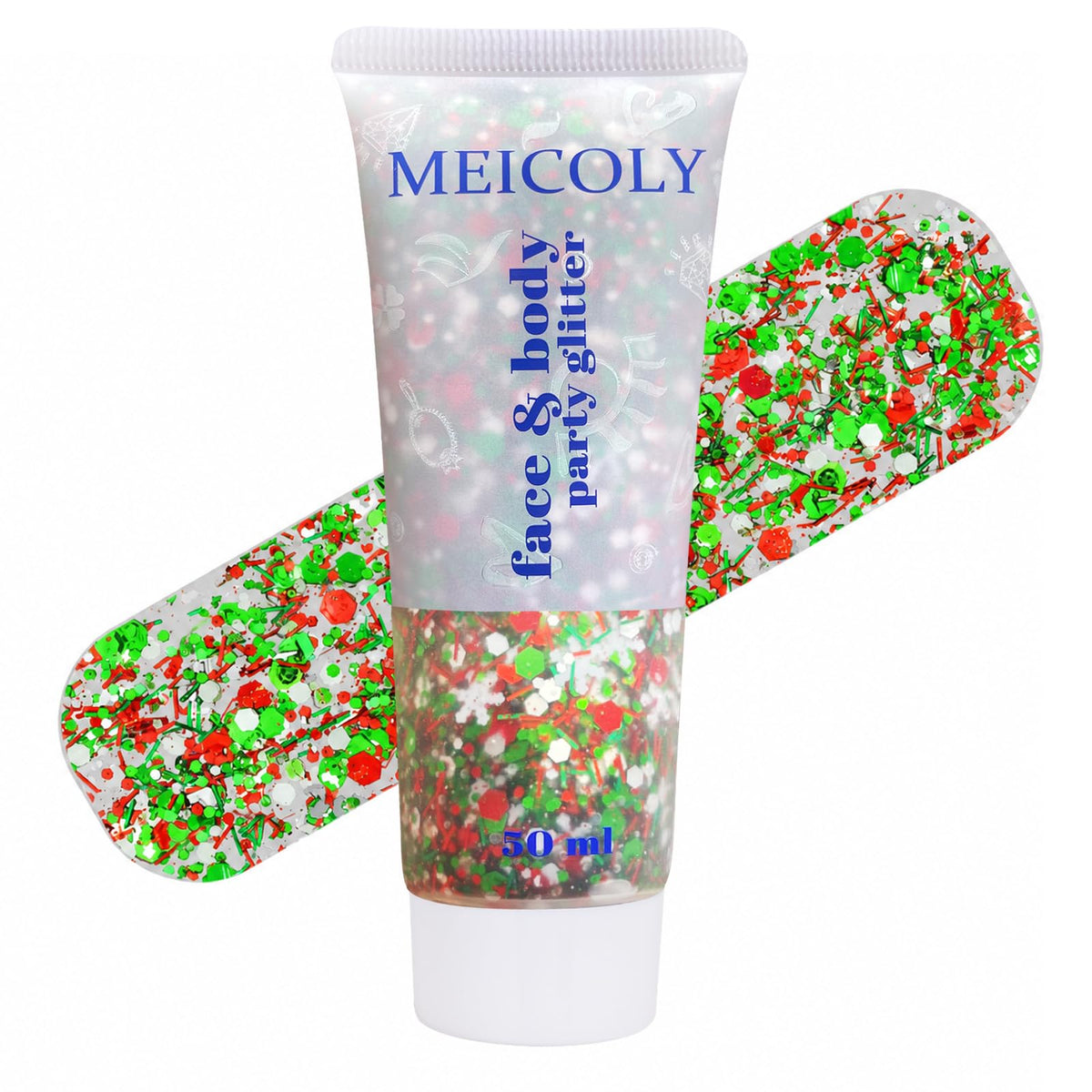 MEICOLY Chameleon Green Body Glitter,Holographic Self-Adhesive Face Glitter,Color Changing Mermaid Hair Glitter,Halloween Glitter Face Paint for Face Body Hair,St Patricks Day Accessories