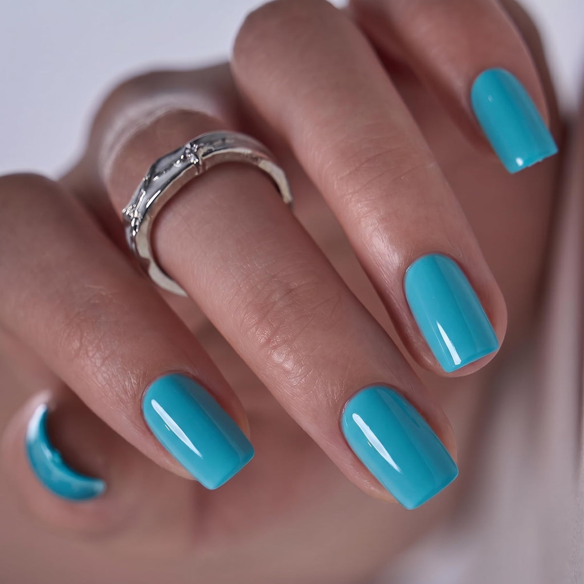 CurvLife Short Square Ombre Cat Eye Press On Nails, Obsidian Fade Black