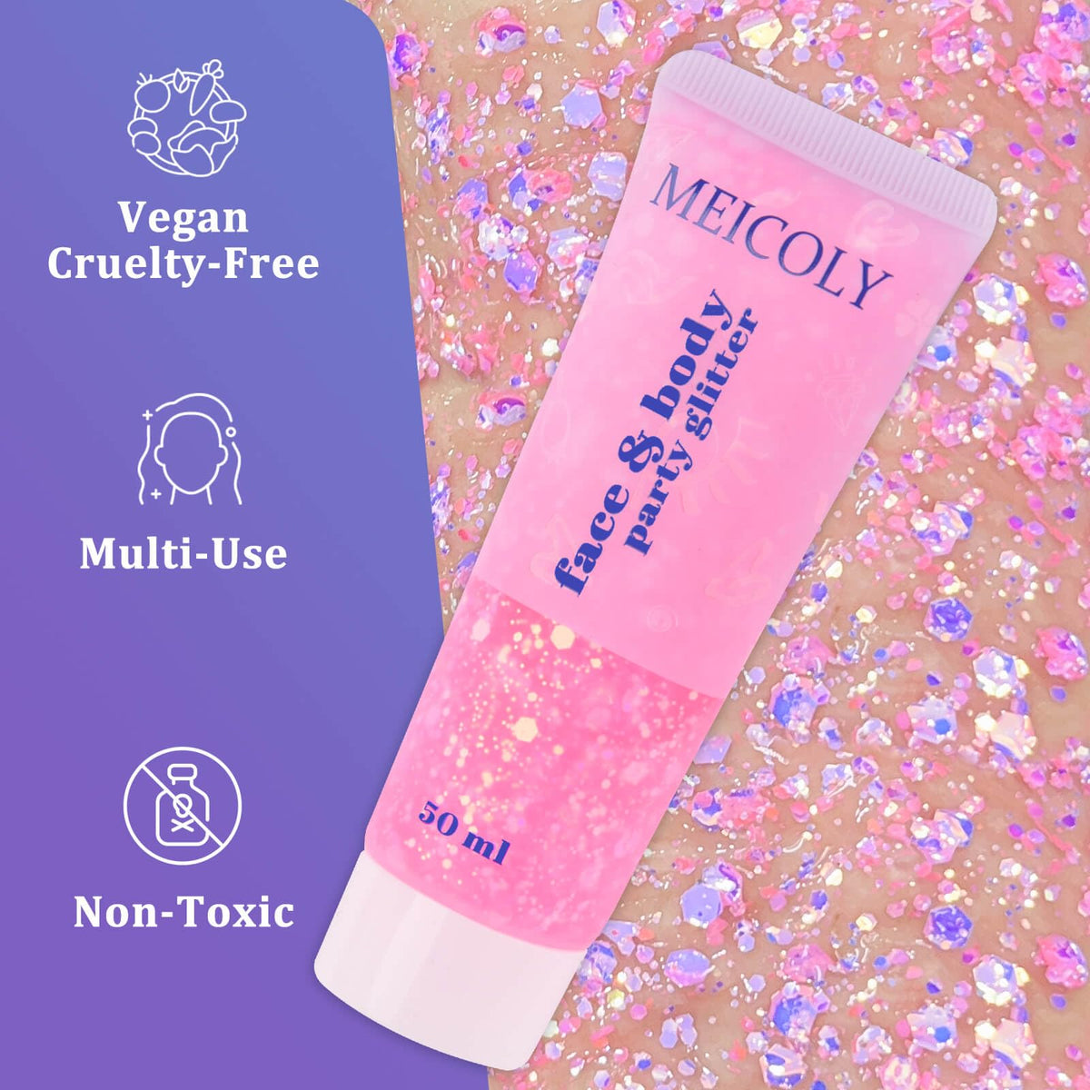 MEICOLY Chameleon Green Body Glitter,Holographic Self-Adhesive Face Glitter,Color Changing Mermaid Hair Glitter,Halloween Glitter Face Paint for Face Body Hair,St Patricks Day Accessories