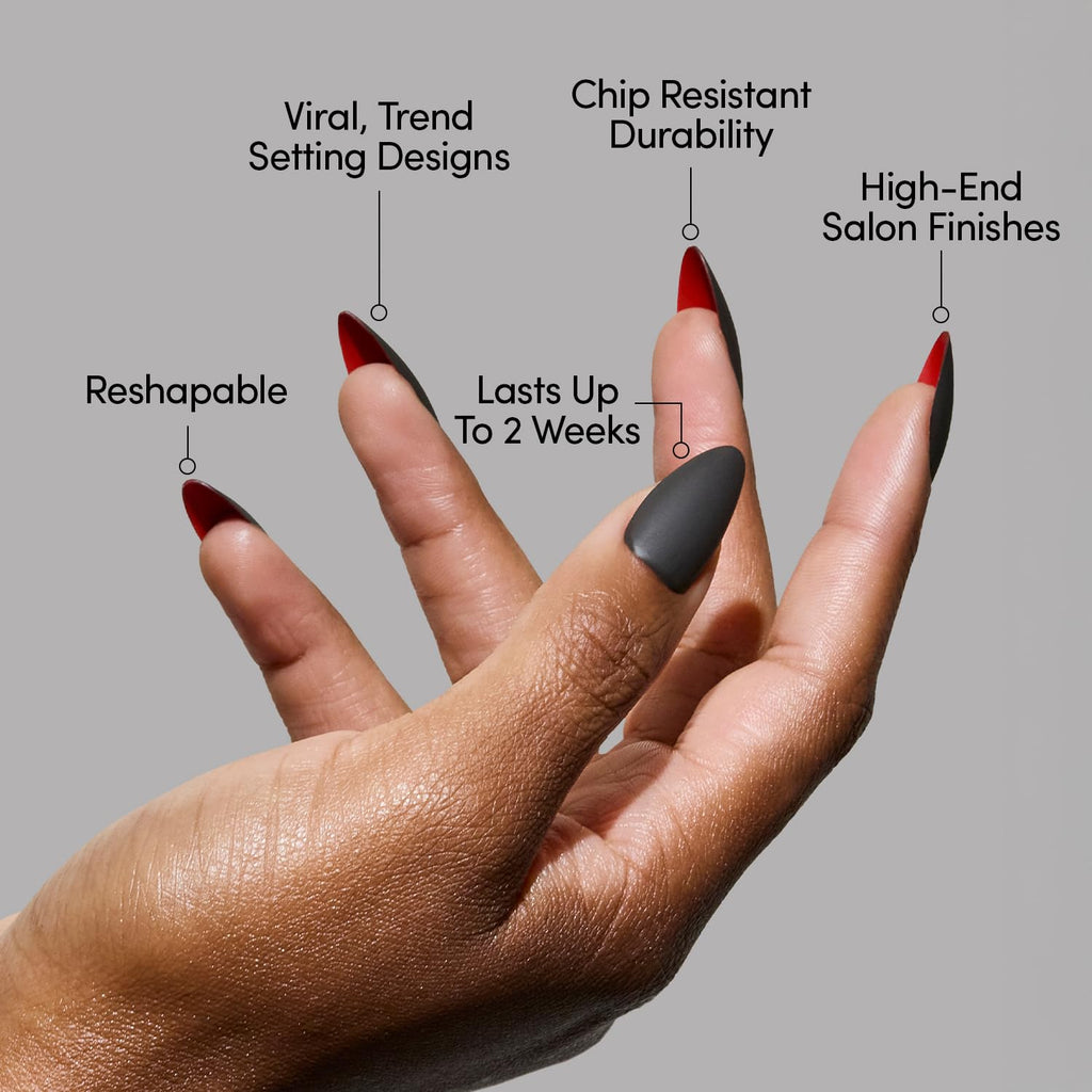 Glamnetic Halloween Press On Nails, Short Oval Cat-Eye, Bitter Orange