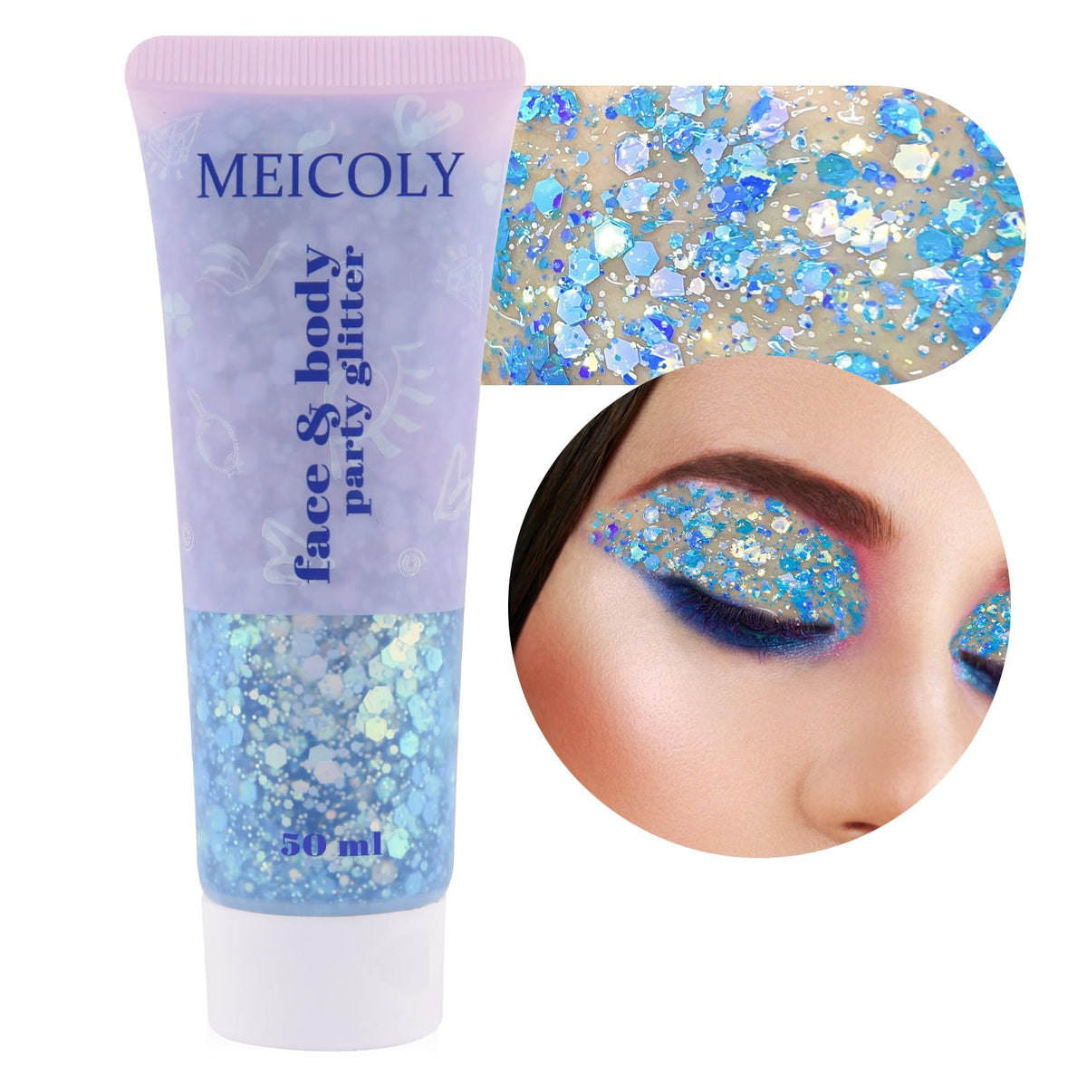 MEICOLY Chameleon Green Body Glitter,Holographic Self-Adhesive Face Glitter,Color Changing Mermaid Hair Glitter,Halloween Glitter Face Paint for Face Body Hair,St Patricks Day Accessories
