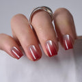 CurvLife Short Square Ombre Cat Eye Press On Nails, Obsidian Fade Black