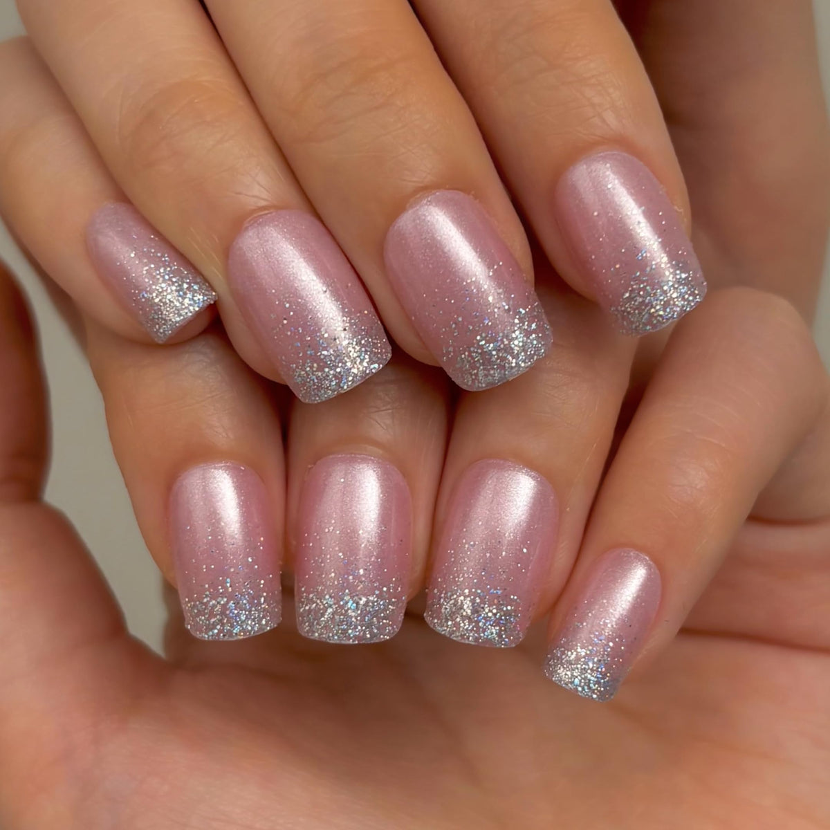 CurvLife Short Square Ombre Cat Eye Press On Nails, Obsidian Fade Black