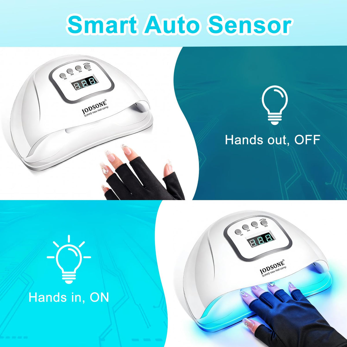 JODSONE U V LED Nail Lamp, Nail Dryer for Gel Polish, Led Light with Automatic Sensor & 4 Timers