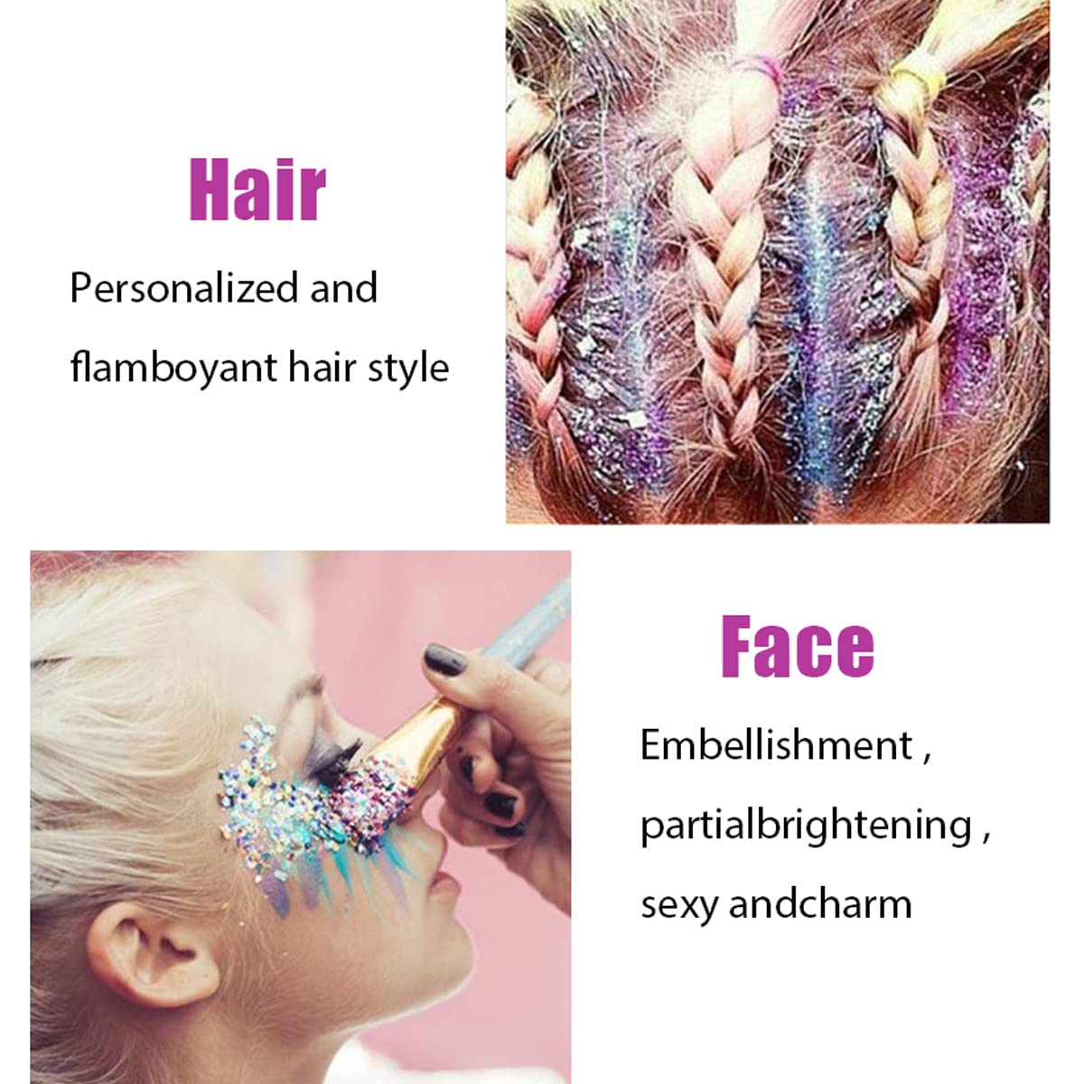 MEICOLY Chameleon Green Body Glitter,Holographic Self-Adhesive Face Glitter,Color Changing Mermaid Hair Glitter,Halloween Glitter Face Paint for Face Body Hair,St Patricks Day Accessories
