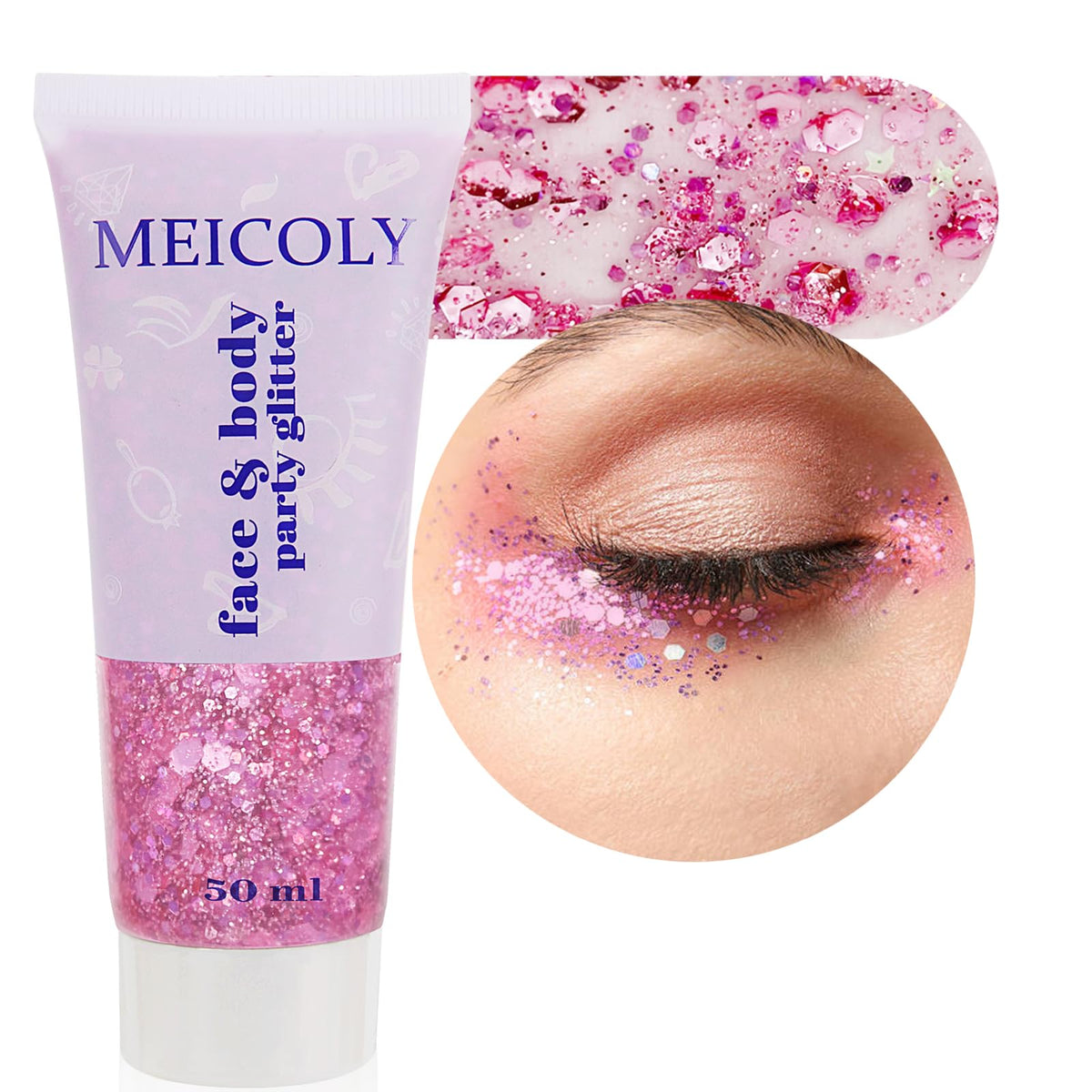 MEICOLY Chameleon Green Body Glitter,Holographic Self-Adhesive Face Glitter,Color Changing Mermaid Hair Glitter,Halloween Glitter Face Paint for Face Body Hair,St Patricks Day Accessories