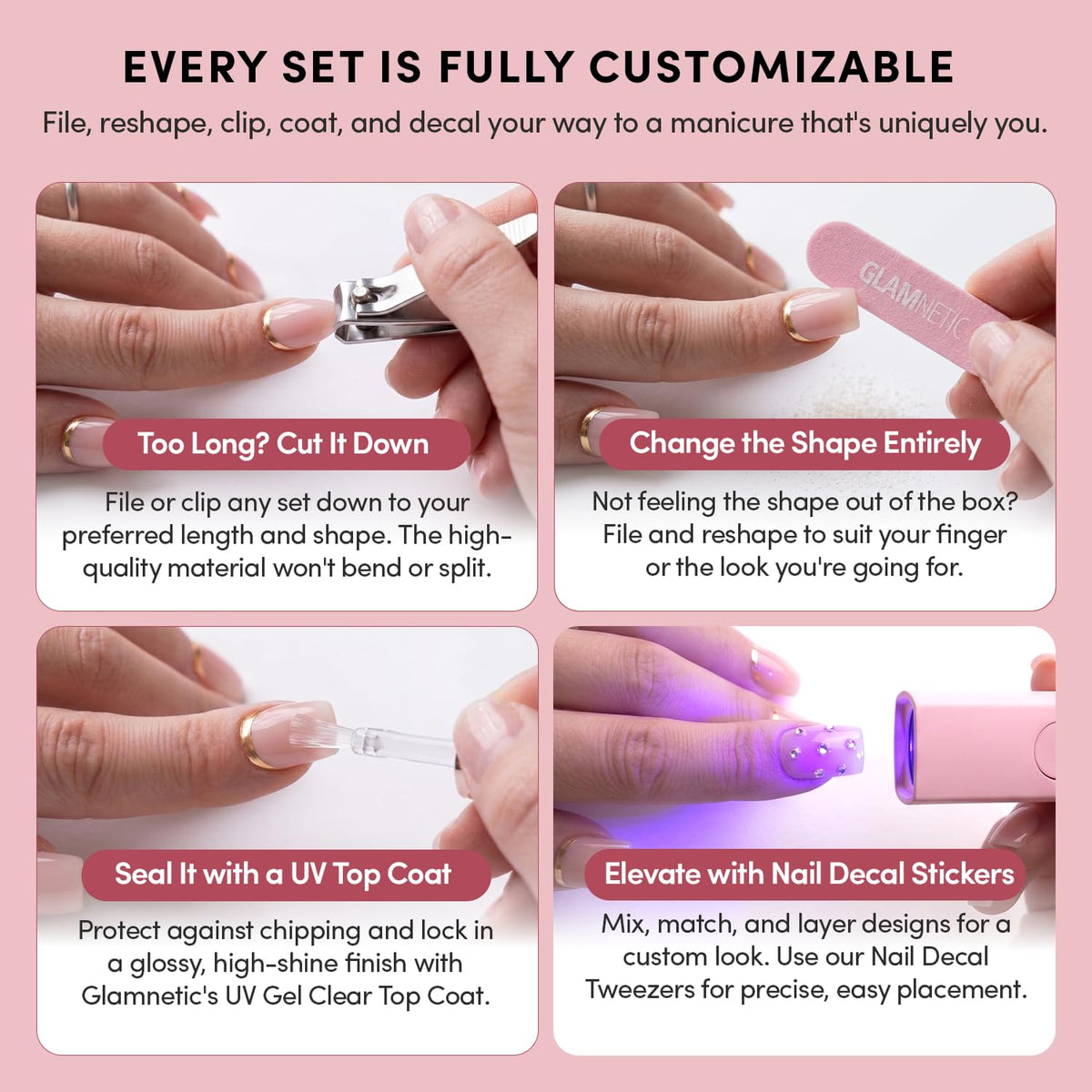 Glamnetic Halloween Press On Nails, Short Oval Cat-Eye, Bitter Orange