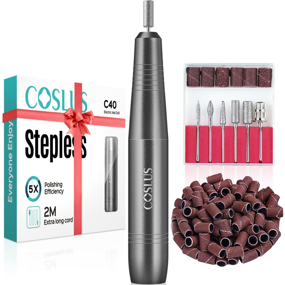 COSLUS C40 Electric Nail Drill Professional, Precise Speed Dial, Purple