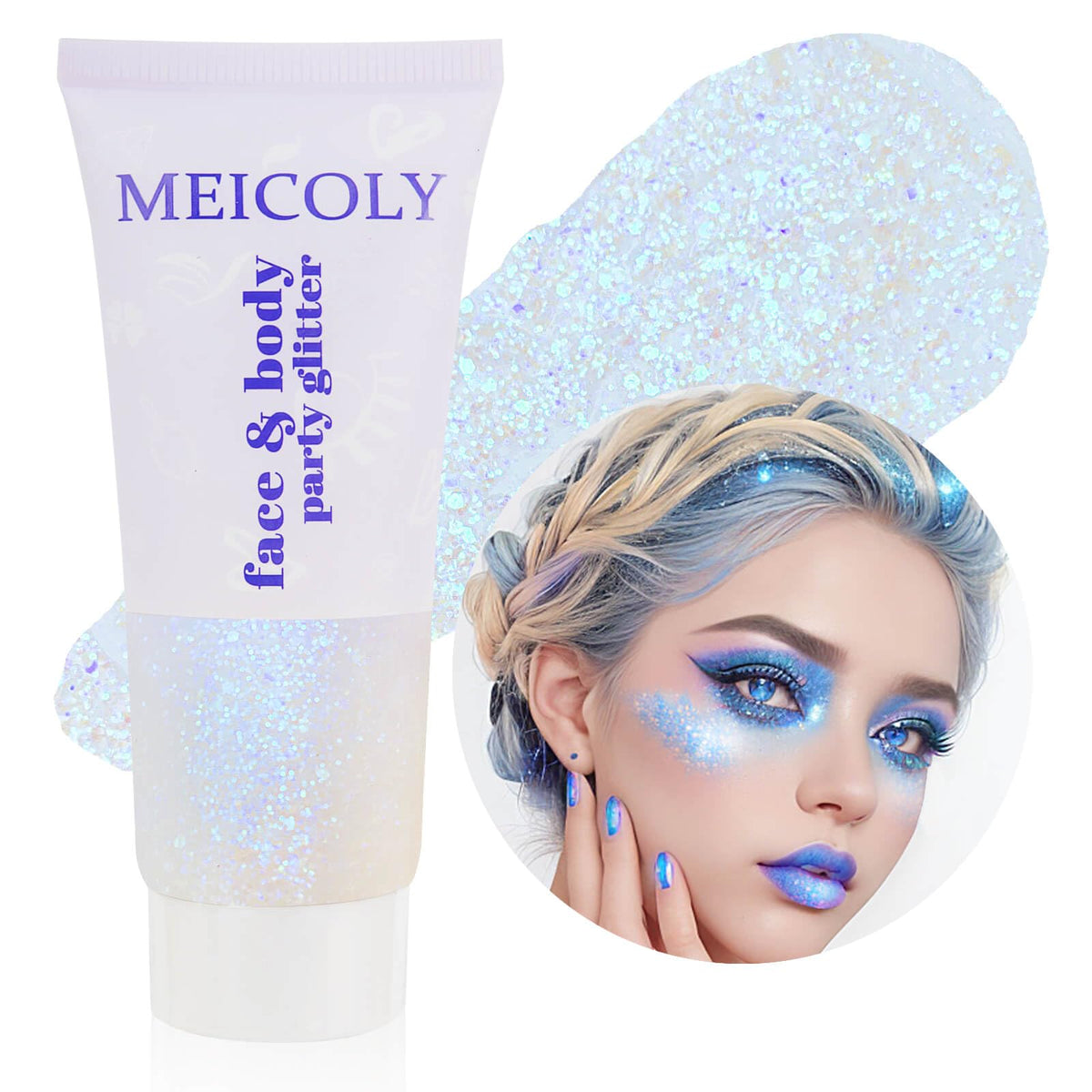 MEICOLY Chameleon Green Body Glitter,Holographic Self-Adhesive Face Glitter,Color Changing Mermaid Hair Glitter,Halloween Glitter Face Paint for Face Body Hair,St Patricks Day Accessories