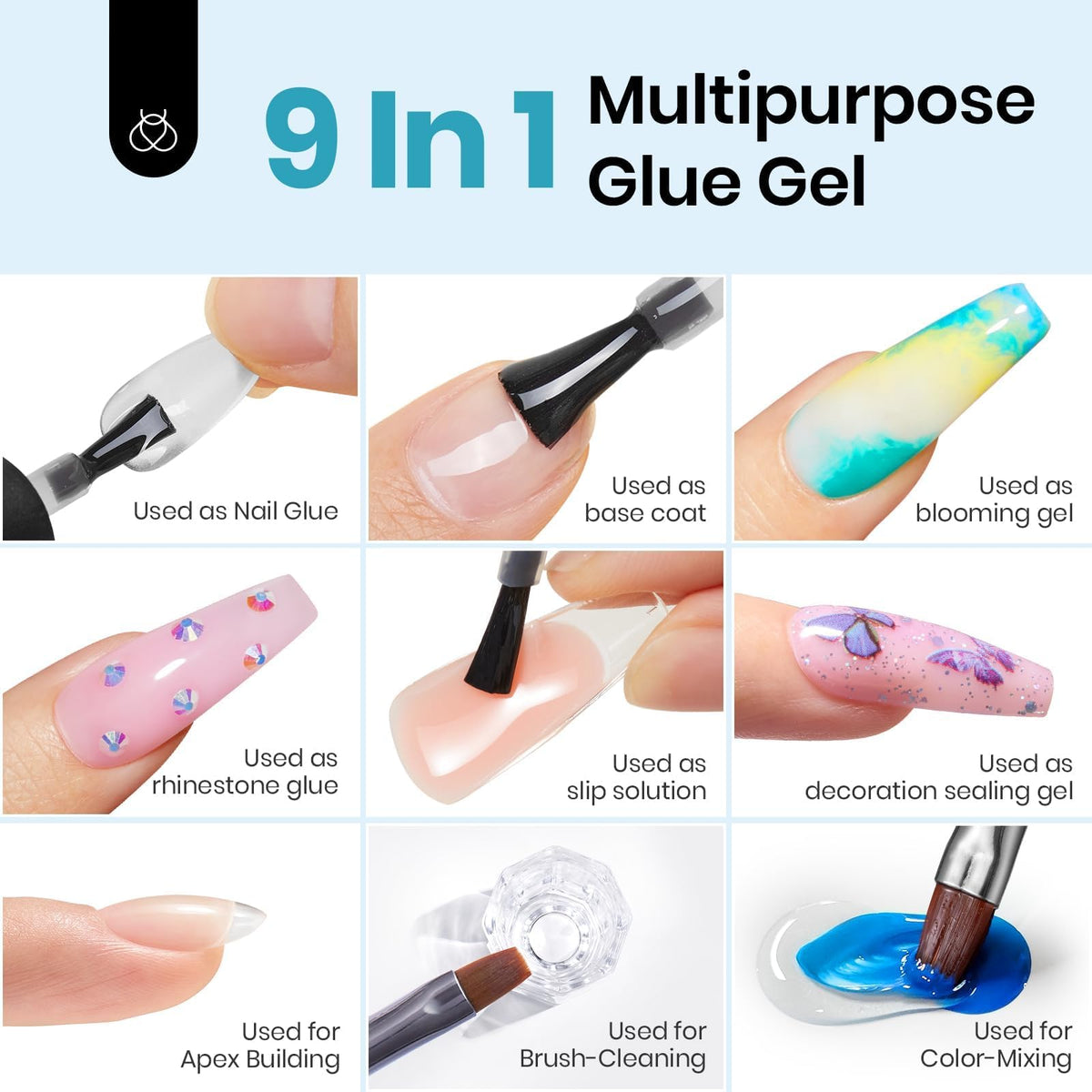 Beetles Gel Polish 9 in 1 Gel Nail Glue for Clear Acrylic Nail Tips