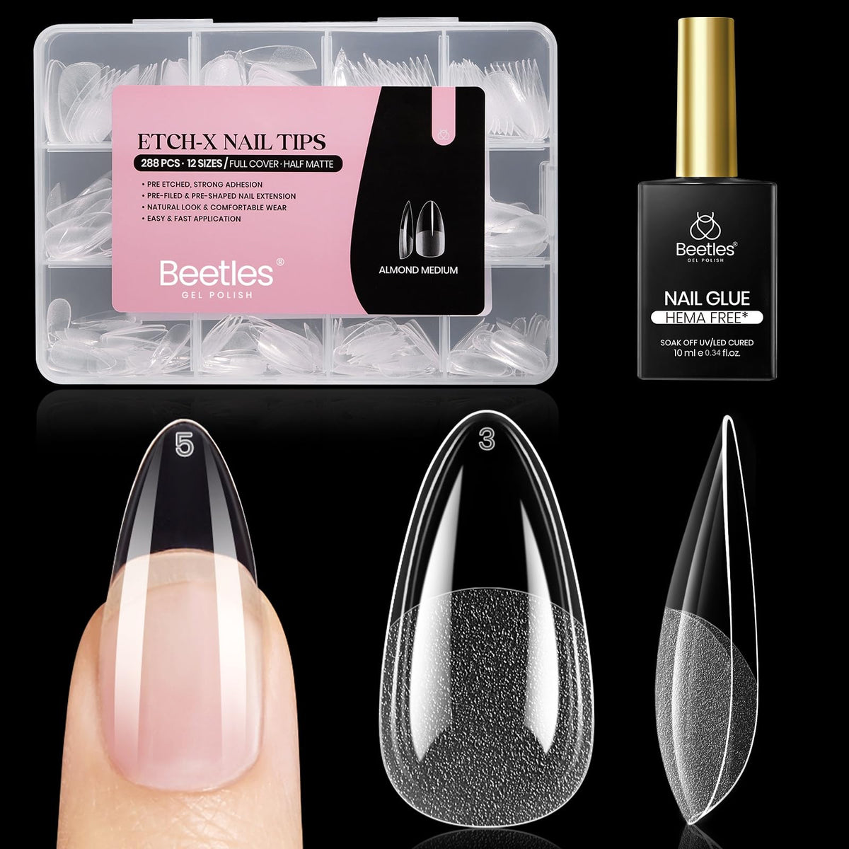 Beetles Gel Polish 9 in 1 Gel Nail Glue for Clear Acrylic Nail Tips