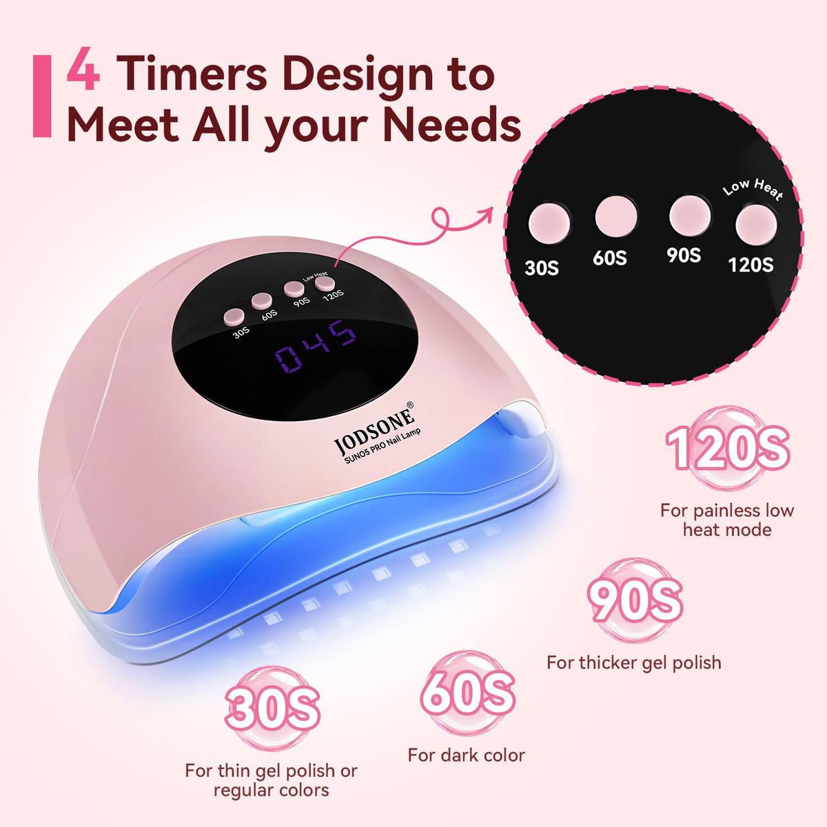 JODSONE U V LED Nail Lamp, Nail Dryer for Gel Polish, Led Light with Automatic Sensor & 4 Timers