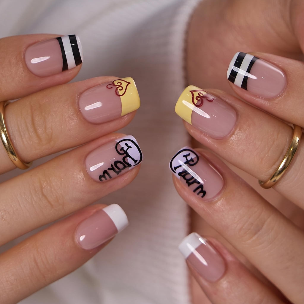 CurvLife Short Square Ombre Cat Eye Press On Nails, Obsidian Fade Black