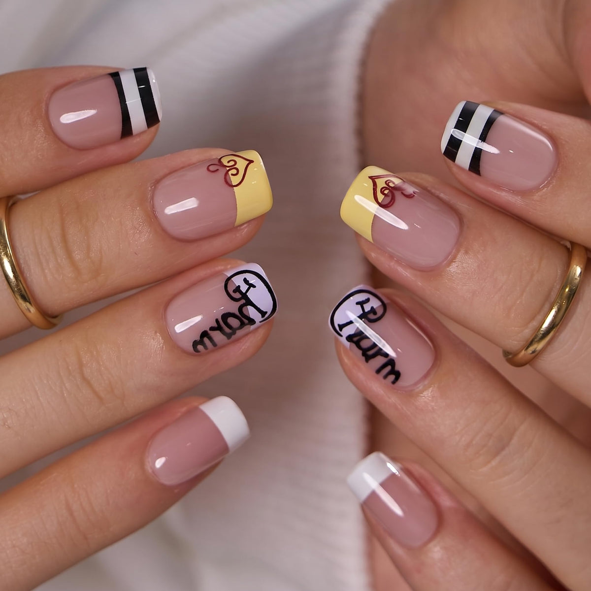 CurvLife Short Square Ombre Cat Eye Press On Nails, Obsidian Fade Black